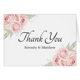 Elegant Rose Garden Pink Floral Wedding Thank You