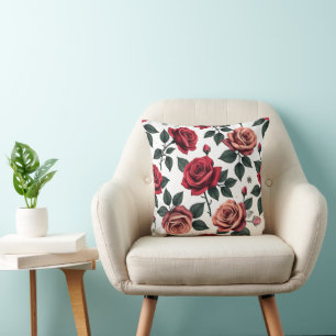 Elegant Rose Garden Romantic Floral Pattern Cushion