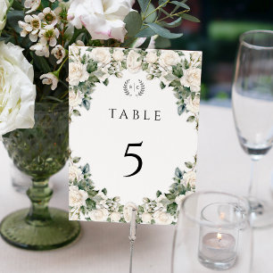 Elegant Rose Garden Wedding Table Number