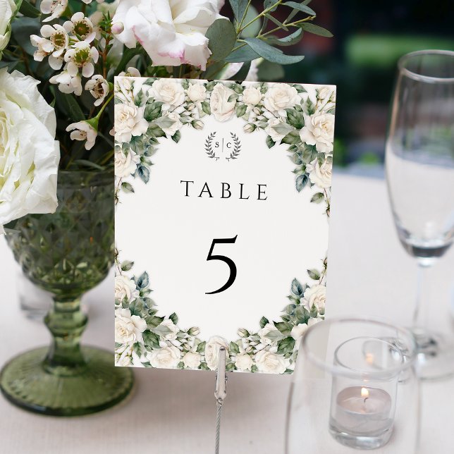 Elegant Rose Garden Wedding  Table Number (Creator Uploaded)
