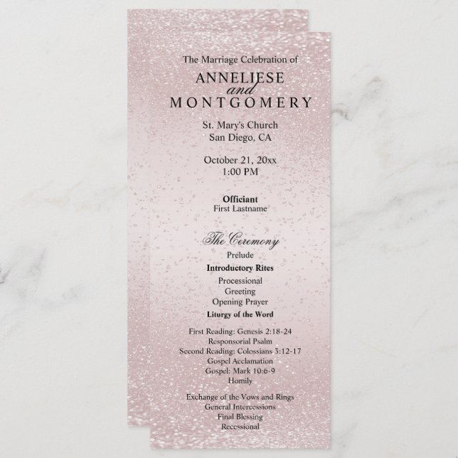 Elegant Rose Glitter  -  Program Programme (Front/Back)