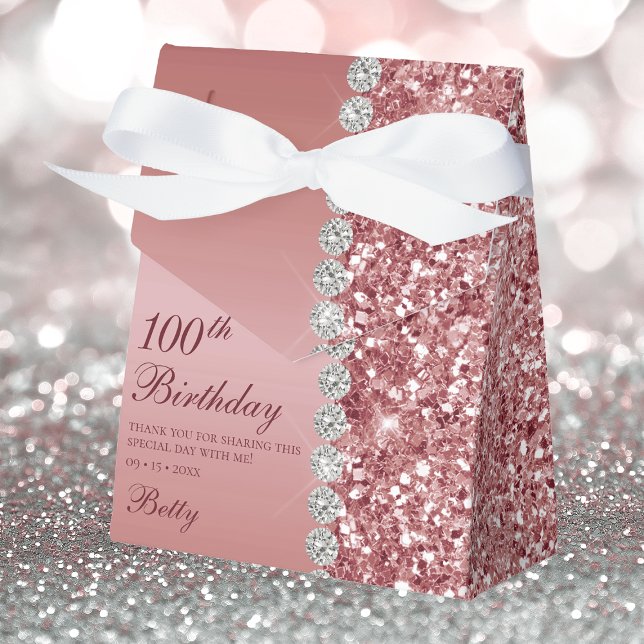 Elegant Rose Gold 100th Birthday Favour Box (Creator Uploaded)