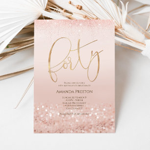 Elegant Rose Gold 40th Birthday Invitation for Her