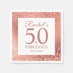 Elegant Rose Gold 50 and Fabulous 50th Birthday  Napkin