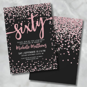 Elegant Rose Gold 60th Birthday Invitation