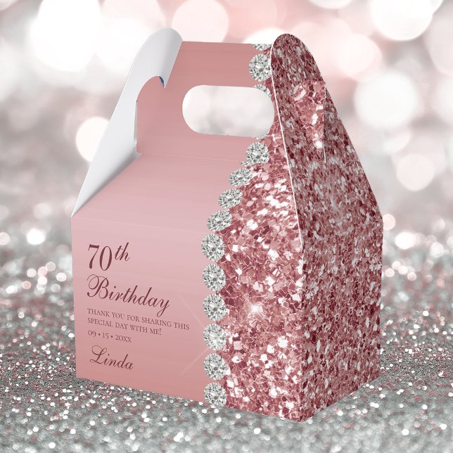 Elegant Rose Gold 70th Birthday Favour Box (Creator Uploaded)