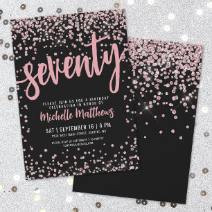 Elegant Rose Gold 70th Birthday Invitation
