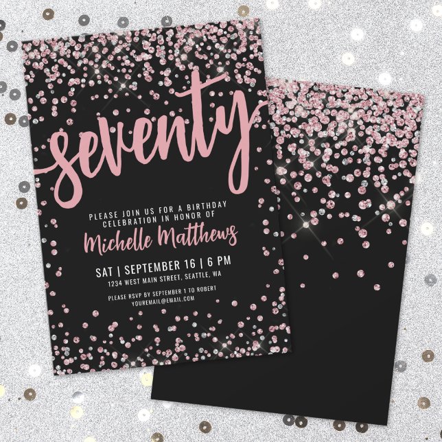 Elegant Rose Gold 70th Birthday Invitation (Elegant Rose Gold 70th Birthday Invitation)