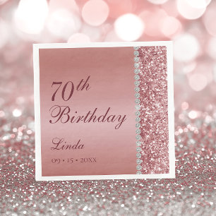 Elegant Rose Gold 70th Birthday Napkin