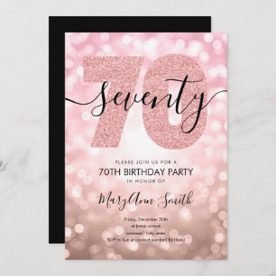 Elegant Rose Gold 70th Birthday Party Invitation