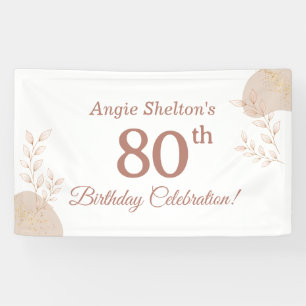 Elegant Rose Gold 80th Birthday Celebration Banner