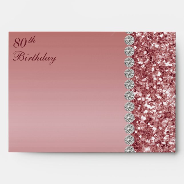 Elegant Rose Gold 80th Birthday Envelope (Front)