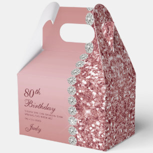 Elegant Rose Gold 80th Birthday Favour Box
