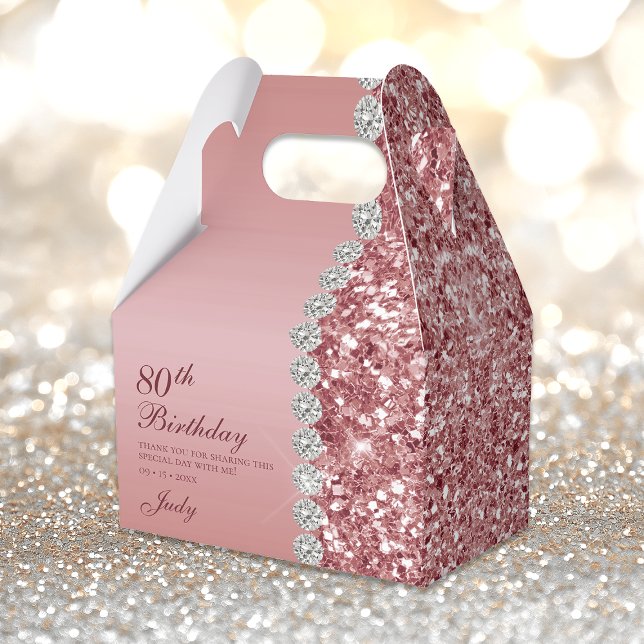 Elegant Rose Gold 80th Birthday Favour Box (Creator Uploaded)