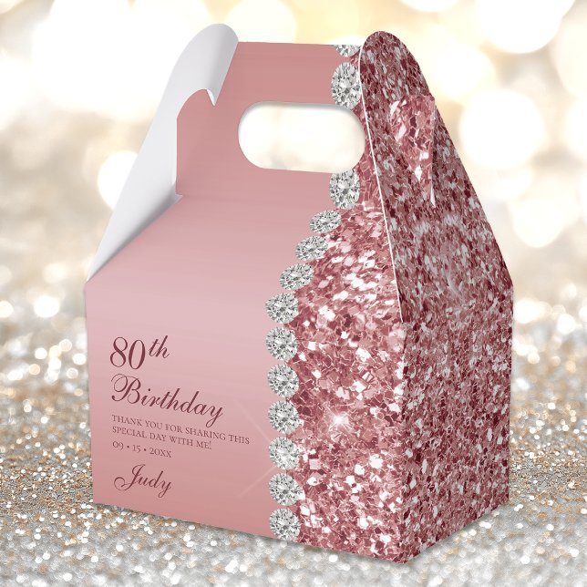 Elegant Rose Gold 80th Birthday Favour Box (Creator Uploaded)