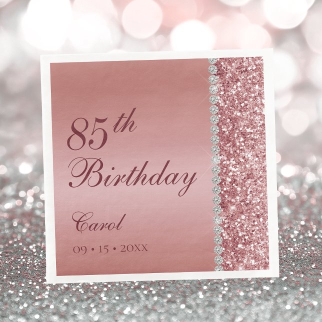 Elegant Rose Gold 85th Birthday Napkin (Creator Uploaded)