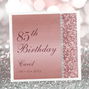 Elegant Rose Gold 85th Birthday Napkin