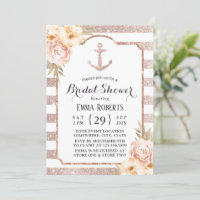 Elegant Rose Gold Anchor Floral Bridal Shower