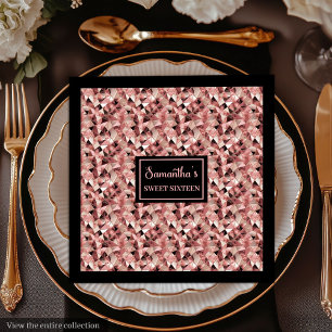 Elegant Rose Gold and Black Napkins Trendy Party