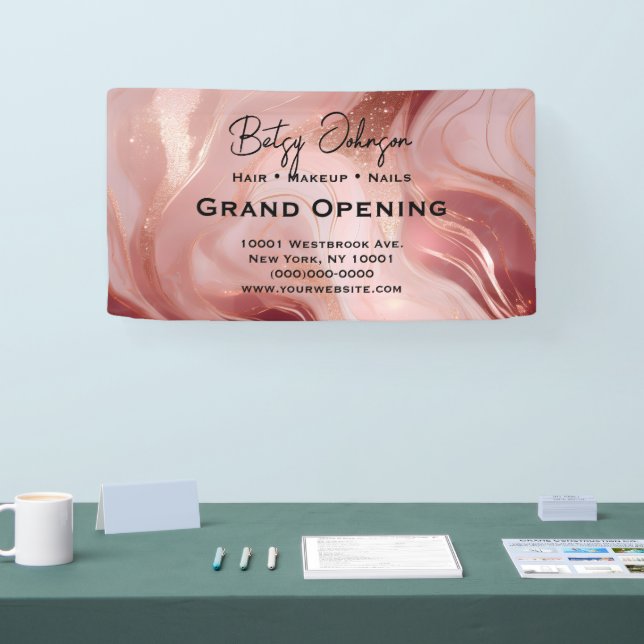 Elegant Rose Gold and Glitter Business Sign (Tradeshow)