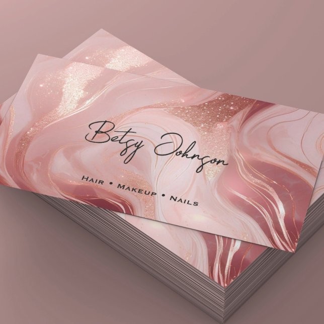 Elegant Rose Gold and Glitter Marbled Business Card (Creator Uploaded)