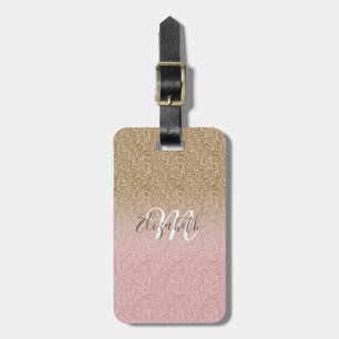 Elegant Rose Gold and Gold Glitter Sparkles photo Luggage Tag