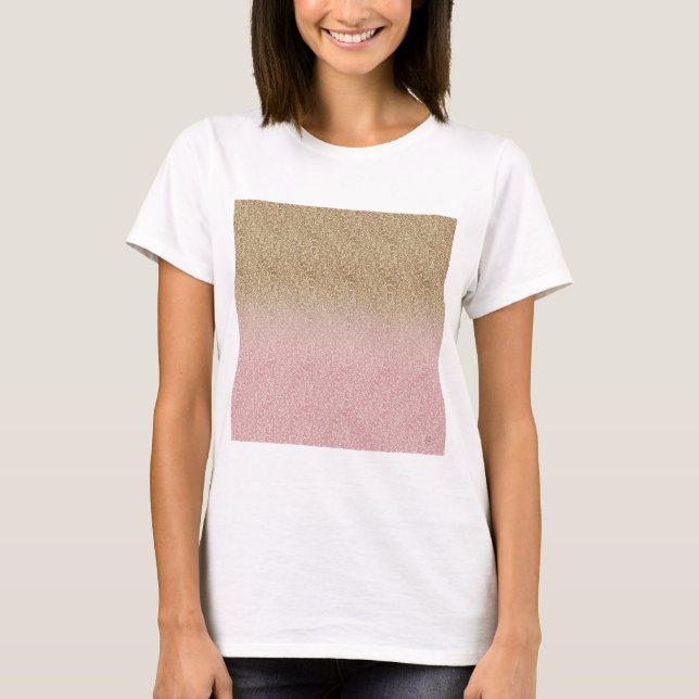 Elegant Rose Gold and Gold Glitter Sparkles photo T-Shirt (Front)