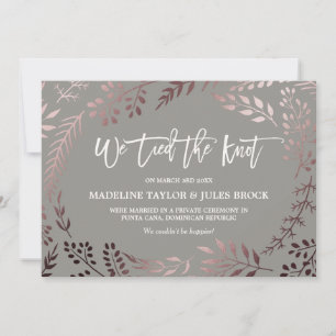 Elegant Rose Gold and Grey Elopement Announcement