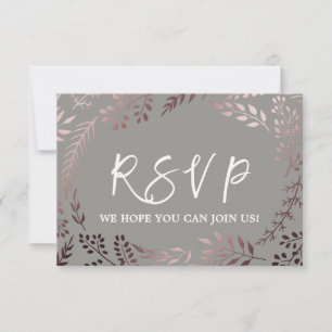 Elegant Rose Gold and Grey Menu Choice RSVP Card
