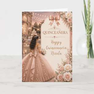 Elegant Rose Gold and Ivory Quince Card