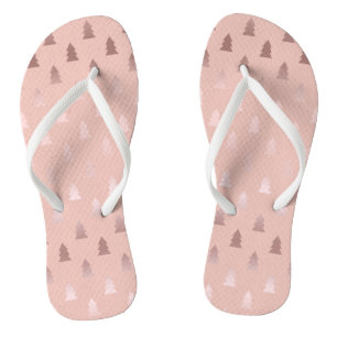 Elegant rose gold and pink Christmas tree pattern Jandals