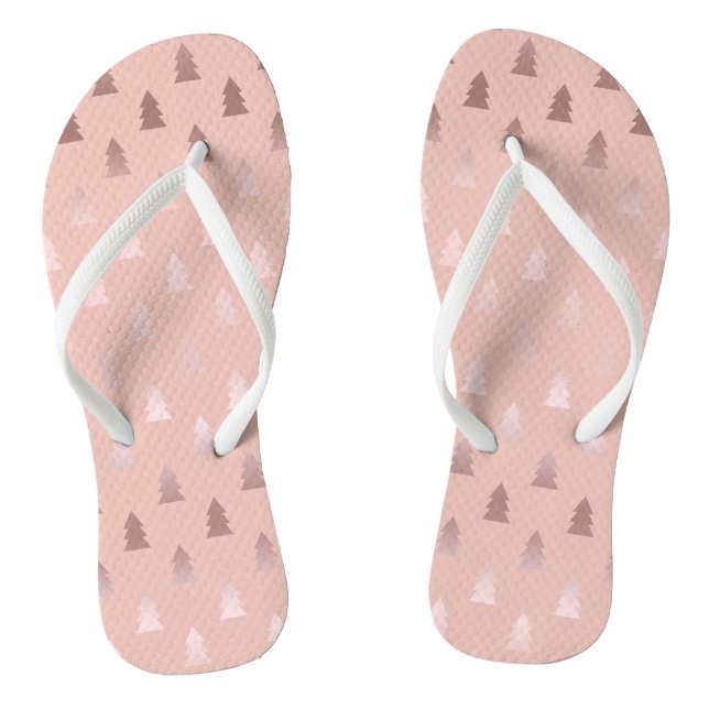 Elegant rose gold and pink Christmas tree pattern Jandals (Footbed)