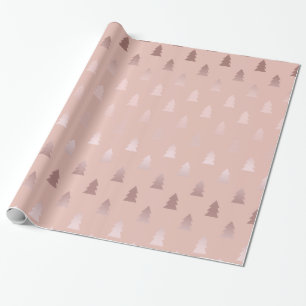Elegant rose gold and pink Christmas tree pattern Wrapping Paper