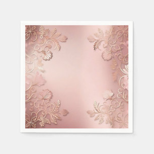Elegant Rose Gold And Pink  Floral Napkin