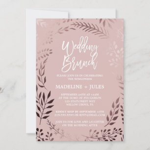 Elegant Rose Gold and Pink Wedding Brunch Invitation