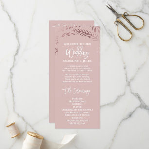 Elegant Rose Gold and Pink Wedding Program Programme