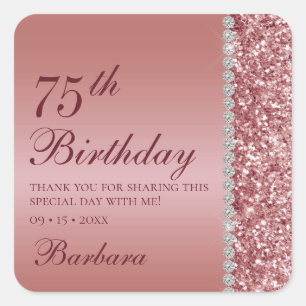 Elegant Rose Gold Birthday Thank You Square Sticker