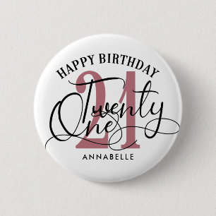 Elegant Rose Gold & Black 21st Birthday 6 Cm Round Badge