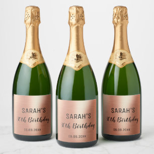 Elegant Rose Gold Black Any Age 30th Birthday Sparkling Wine Label