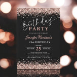 Elegant Rose Gold Black Glitter 21st Birthday Invitation<br><div class="desc">Celebrate your 21st birthday in style with the Elegant Rose Gold Black Glitter 21st Birthday Invitation! This chic design features a stunning combination of shimmering rose gold glitter and sleek black, offering a modern and glamourous touch to your milestone event. Perfect for a sophisticated celebration, this invitation exudes luxury and...</div>