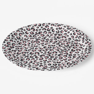Elegant Rose Gold Black Leopard Animal Print Paper Plate