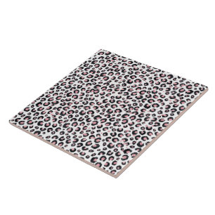 Elegant Rose Gold Black Leopard Animal Print Tile