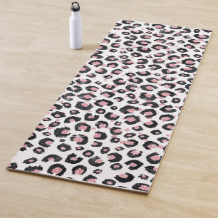Elegant Rose Gold Black Leopard Animal Print Yoga Mat