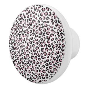 Elegant Rose Gold Black Leopard Pattern Ceramic Knob