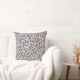 Elegant Rose Gold Black Leopard Pattern Cushion