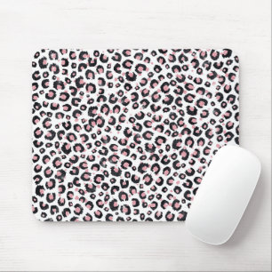 Elegant Rose Gold Black Leopard Pattern Mouse Pad