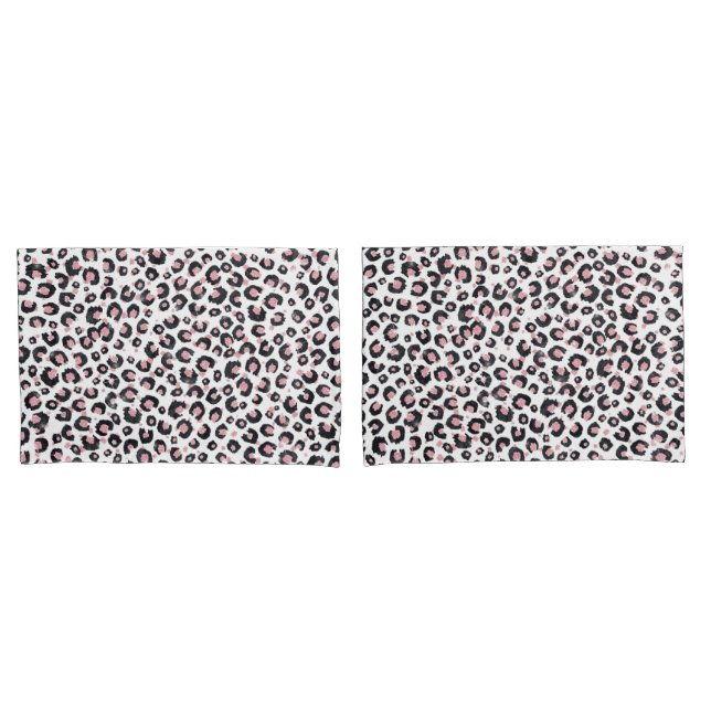 Elegant Rose Gold Black Leopard Pattern Pillowcase (Front-Set)