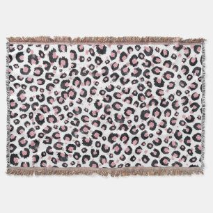 Elegant Rose Gold Black Leopard Pattern Throw Blanket