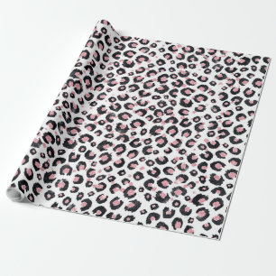 Elegant Rose Gold Black Leopard Pattern Wrapping Paper