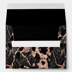 Elegant Rose Gold & Black Marble Pattern Envelope